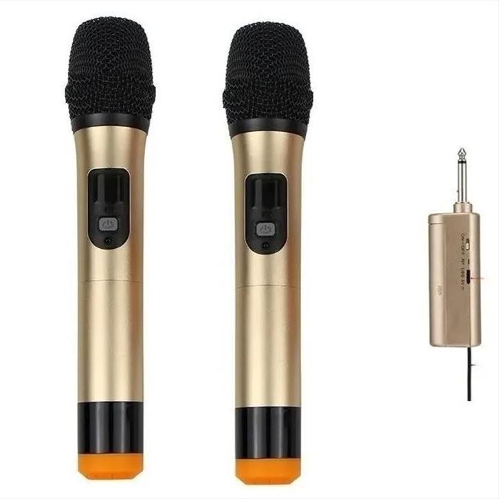 Комплект 2 броя Професионални Безжични Микрофони за Караоке с Дисплей и Приемник WVNGR WG
